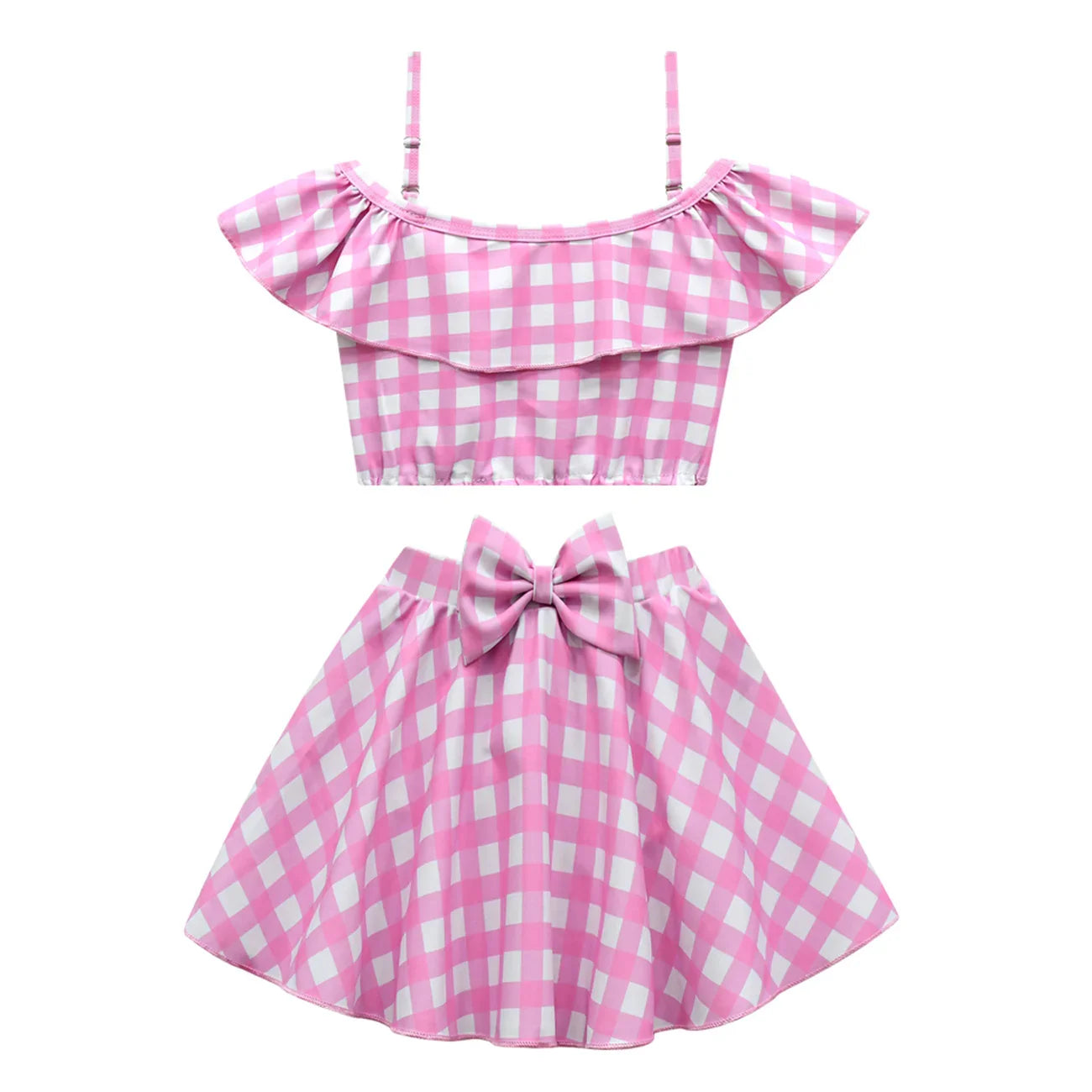 2023 Barbie Movie Margot Robbie Barbie Plaid Kids Swimsuit Outfits Cosplay Costume