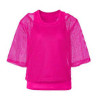 1980s Top Fishnet Women T-shirt 80s Costumes Cosplay Party Carnival - Azufun