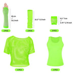 1980s Top Fishnet Women T-shirt Suit 80s Costumes Cosplay Party Carnival - Azufun