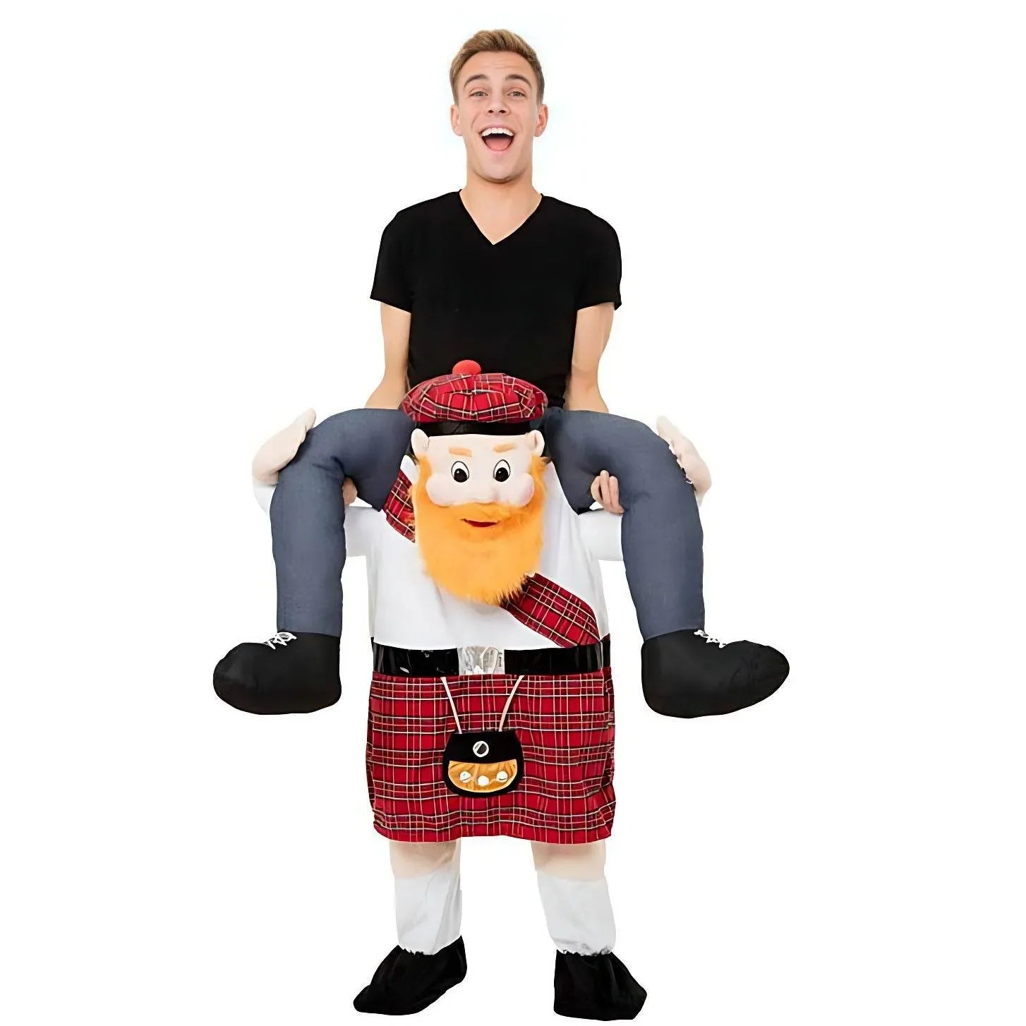 Striped Uncle White Beard Red Checkered Sumo Funny Puppet Costumes - Azufun