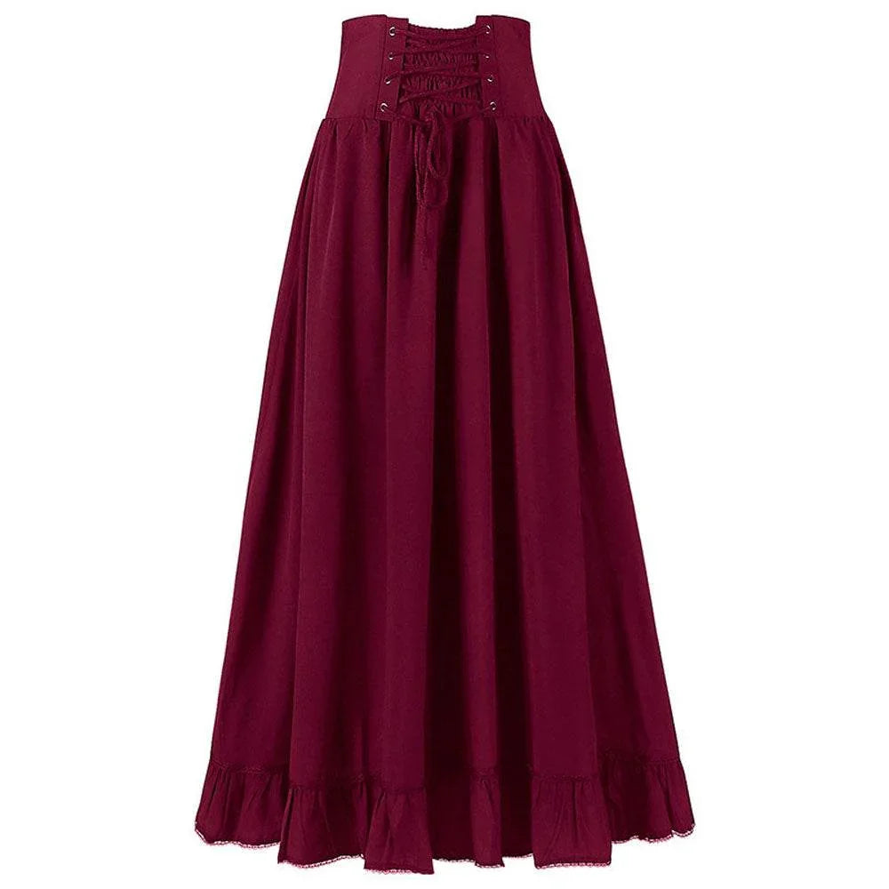 Medieval Women's Retro Style Waist Dance Skirt Dress - Azufun