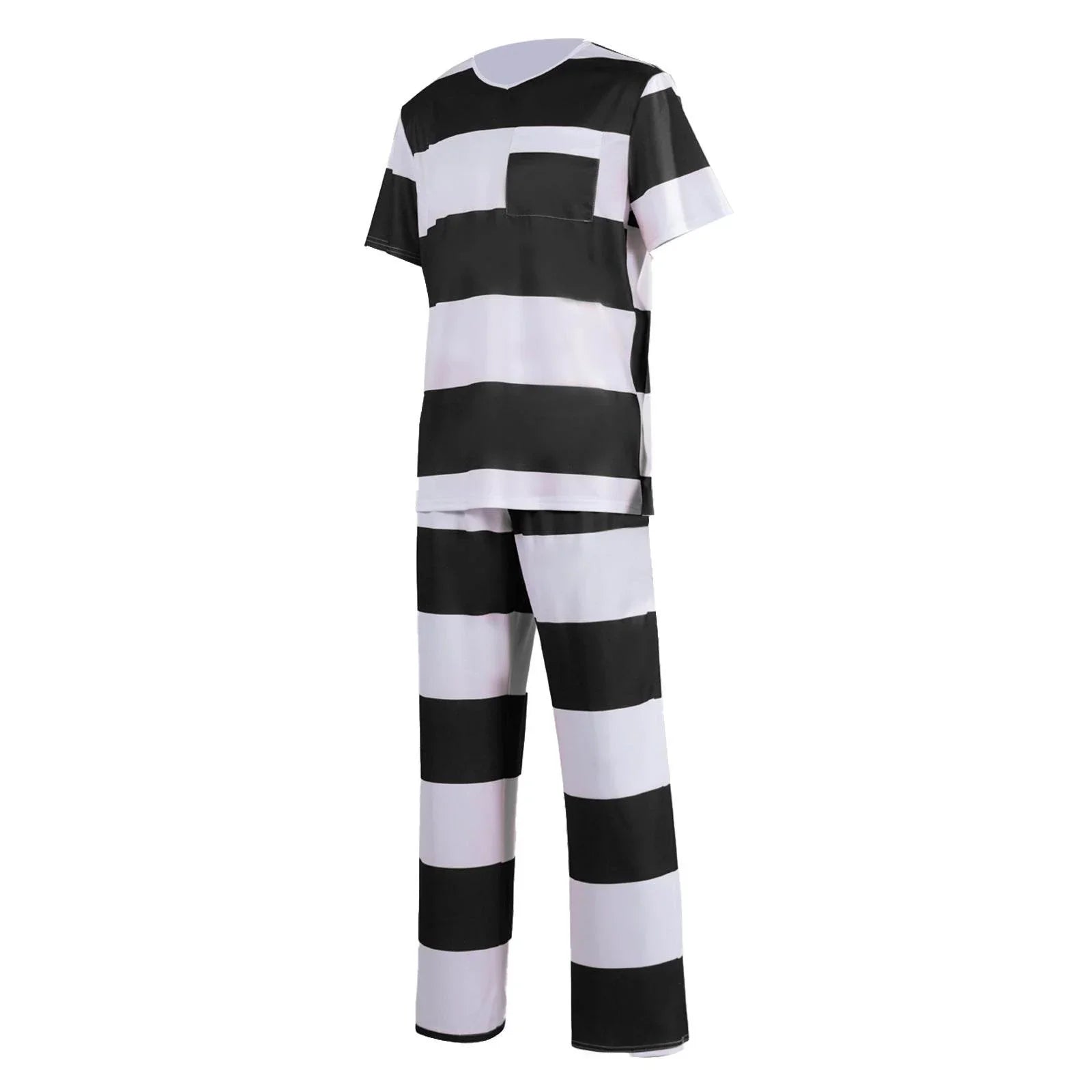 Halloween prison striped prisoner uniform role play adult costume - Azufun