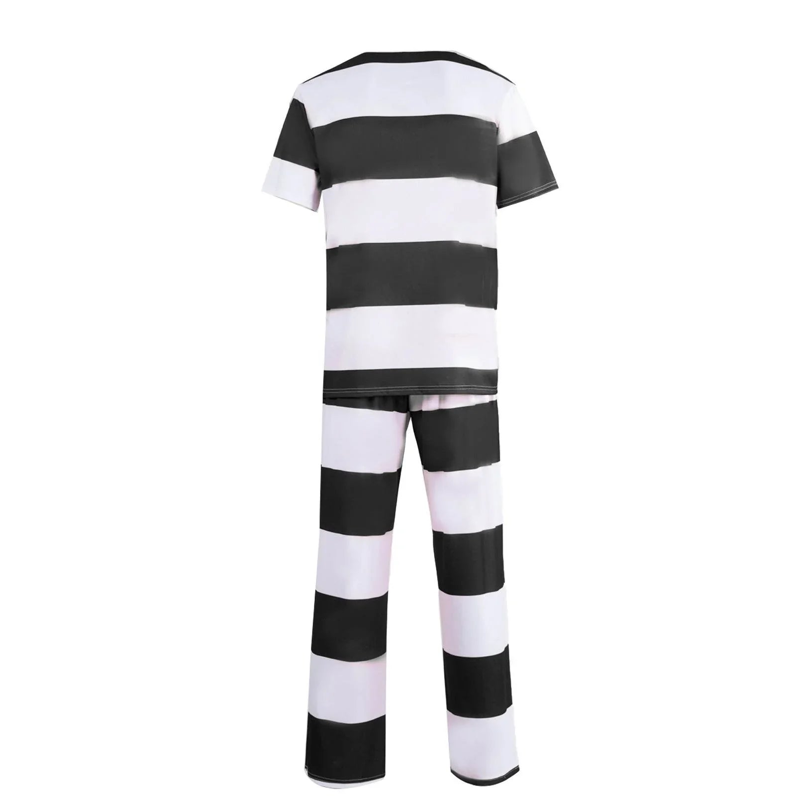 Halloween prison striped prisoner uniform role play adult costume - Azufun