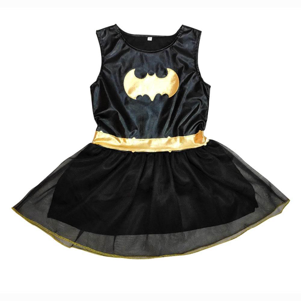 Black Bat man Costume Halloween For Kids Girl Full Set With Cape - Azufun