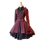 Medieval cos Renaissance gothic dress Retro bow ruffled punk cosplay skirt - Azufun