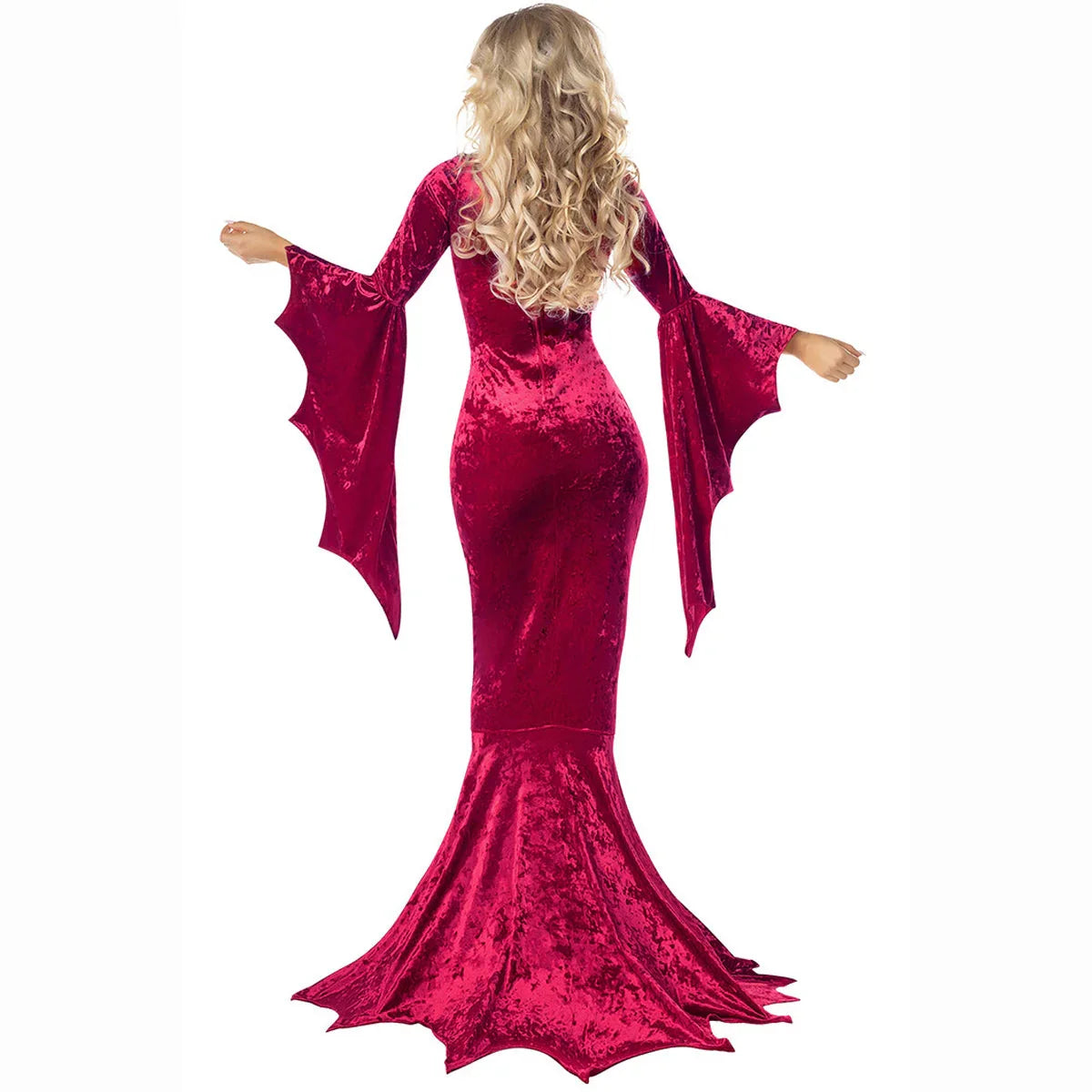 Halloween Bat Witch Ghost Bride Costume Vampire Dress for Women - Azufun