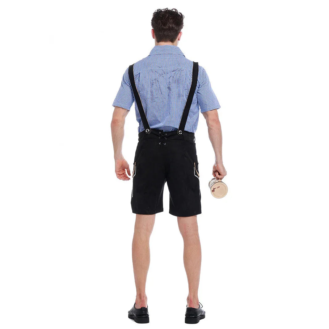 Men German Oktoberfest Outfit Beer Waiter Halloween Costume - Azufun