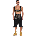 Men's German Bavarian Oktoberfest Costume Velvet Overalls Trousers Halloween - Azufun