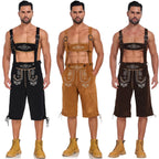 Men's German Bavarian Oktoberfest Costume Velvet Overalls Trousers Halloween - Azufun