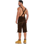 Men's German Bavarian Oktoberfest Costume Velvet Overalls Trousers Halloween - Azufun