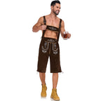 Men's German Bavarian Oktoberfest Costume Velvet Overalls Trousers Halloween - Azufun