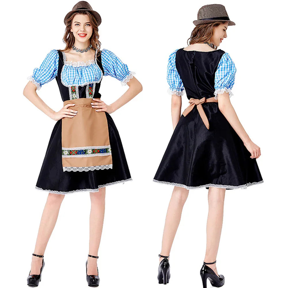 Women Oktoberfest Costume Bavarian Maid Party Dress Carnival Halloween - Azufun