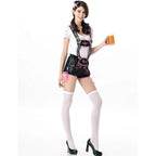 Womens Suede Lederhosen Black Oktoberfest Maid Costume German Outfit Halloween - Azufun
