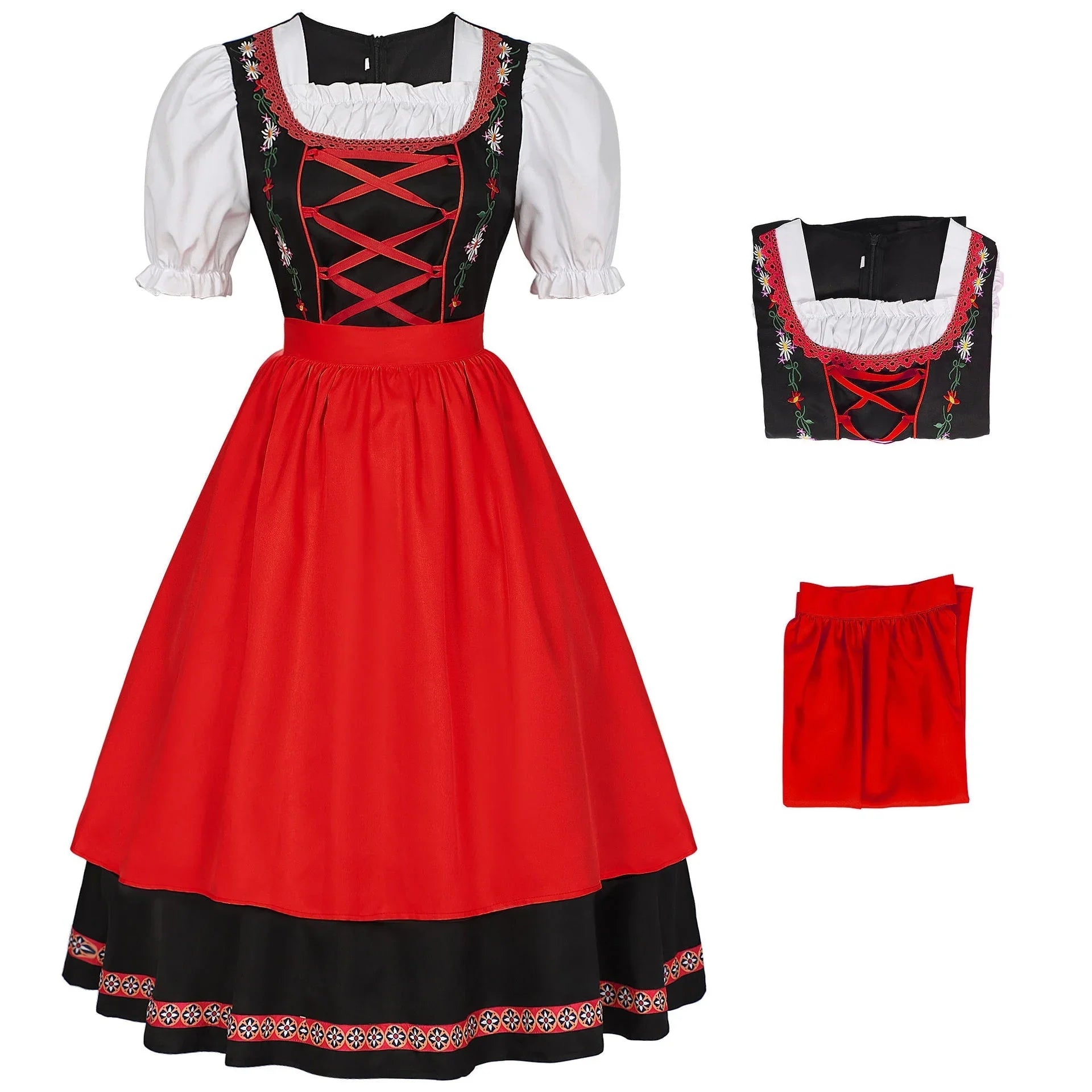 German Oktoberfest Bavarian Nation Costume Overalls Set Halloween Carnival Outfit - Azufun