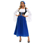 Medieval Farm Maid Oktoberfest Long Dress Costume for Women - Azufun