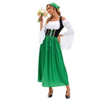 Medieval Farm Maid Oktoberfest Long Dress Costume for Women - Azufun