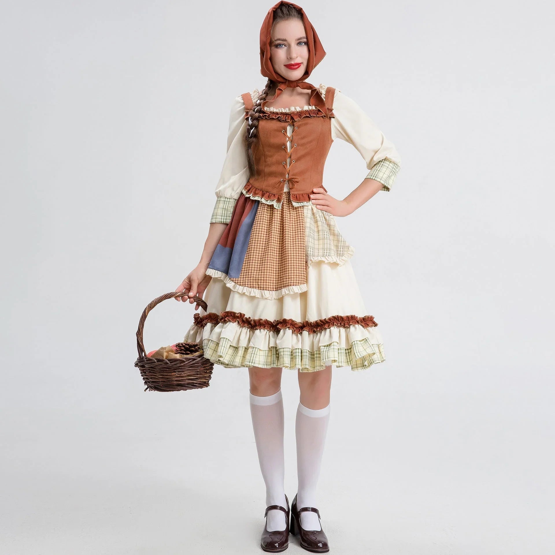 Little Red Riding Hood Halloween Dress Costume Maid Stage Suit - Azufun