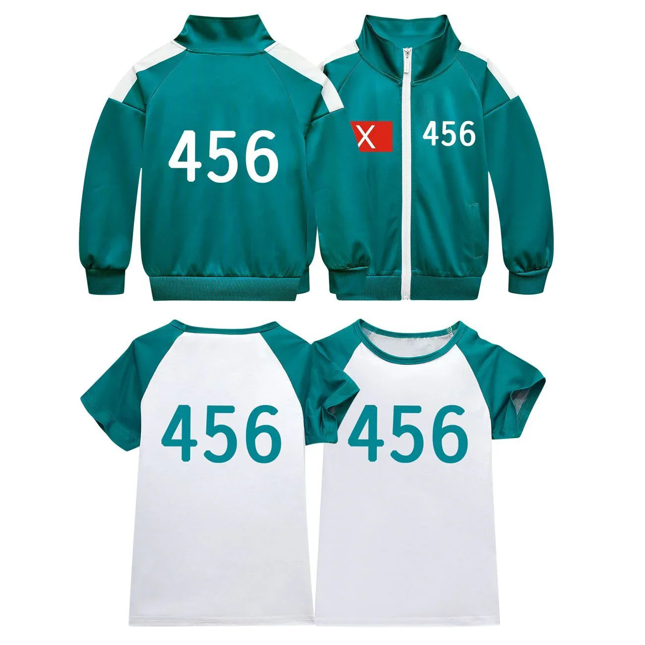 Players Tracksuit Costume Game Cosplay Squid Green Jacket Shirt For Adult Kids - Azufun