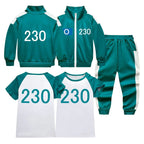 Adult Kids Players Tracksuit Game Costume Squid Cosplay Green Jacket Shirt - Azufun