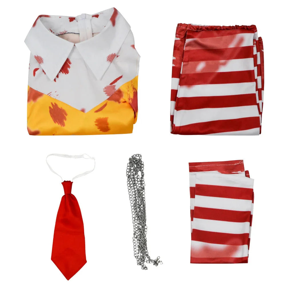 McDonald's Uncle Halloween Clown Costume Carnival Day Cosplay Jumpsuit Set Nightclub For Women Girl - Azufun
