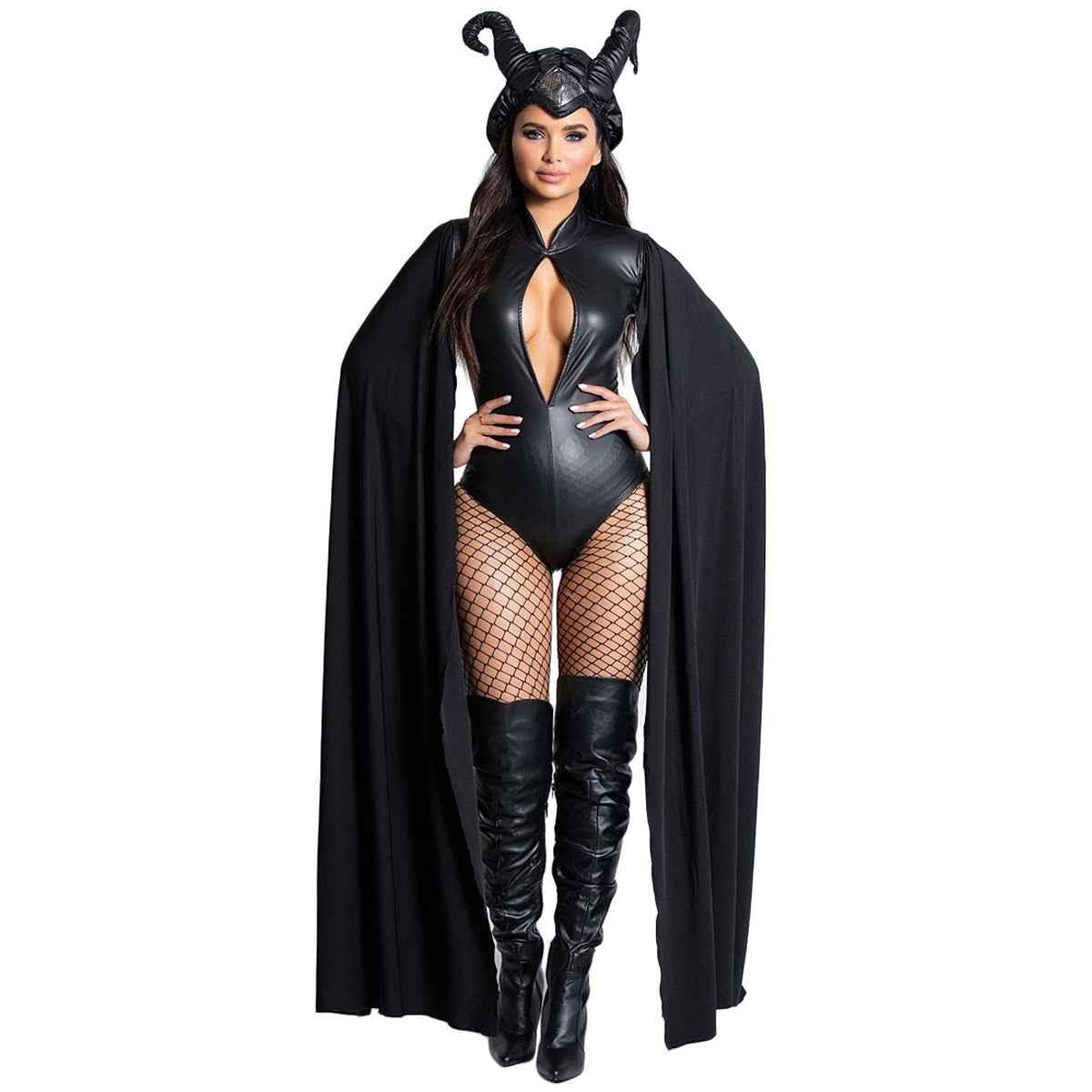Bull Horn Maleficent Masquerade Costume Halloween Witch Women