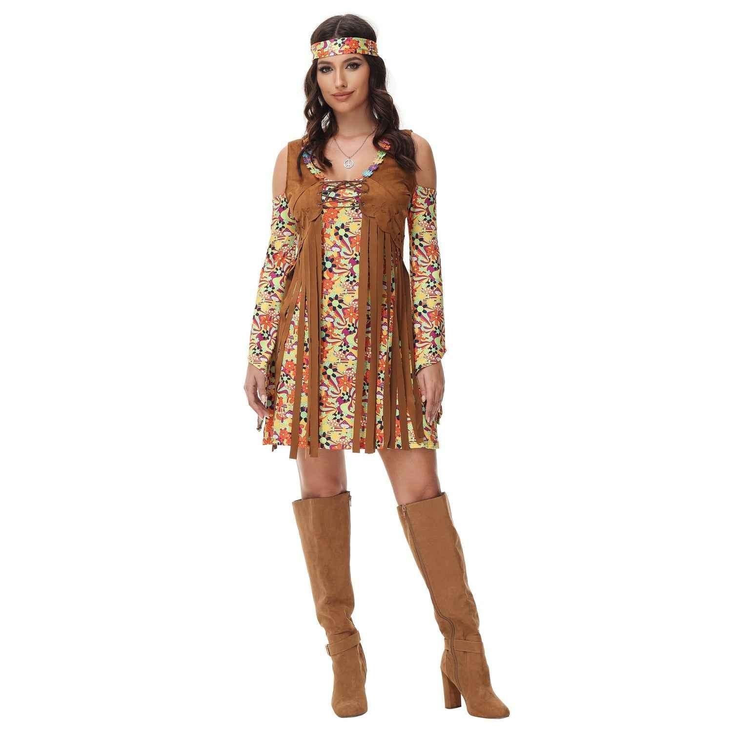 Pure Hippie Costume Classic Retro Style Dress for Women