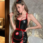 PU Mini Dress Nurse Costume Role Play Cosplay For Women