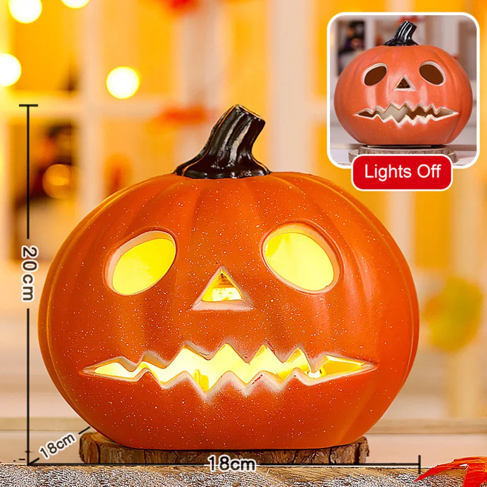 Light-Up Pumpkin Lantern Halloween Scene Decorations Fabric Items