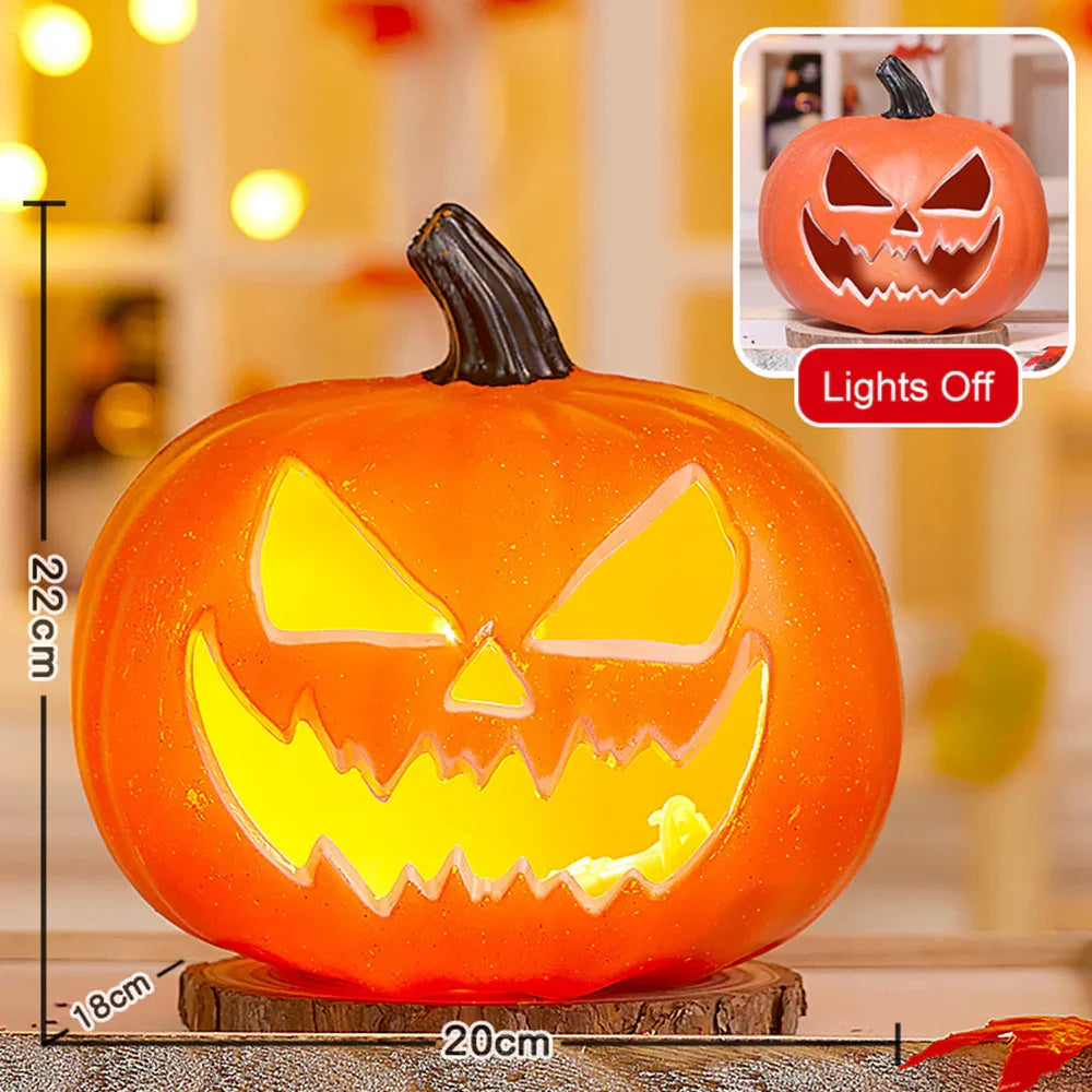 Light-Up Pumpkin Lantern Halloween Scene Decorations Fabric Items