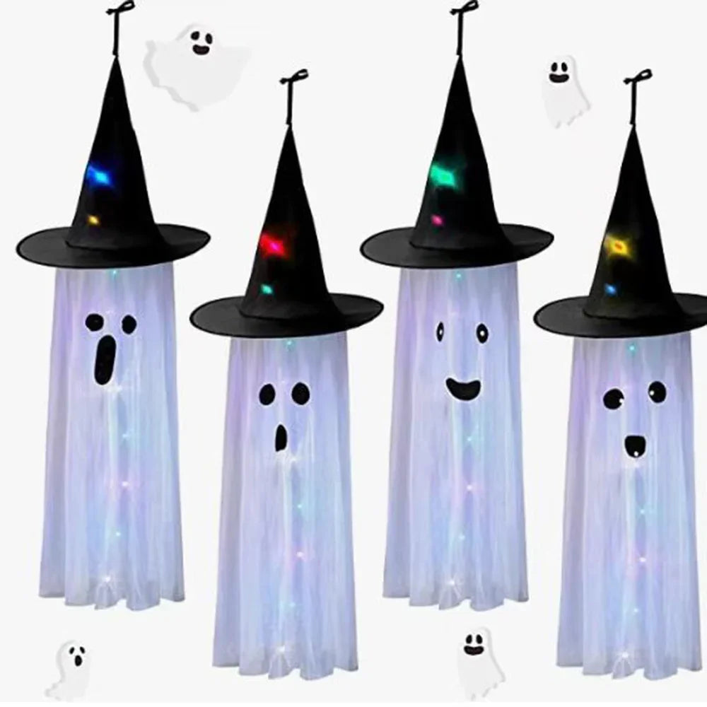 Halloween Decor Hanging Hat Band LED Light Veil Hat