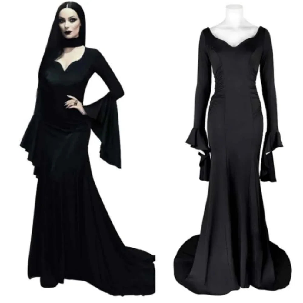 Morticia Addams Costume Wedensday Party dress Halloween