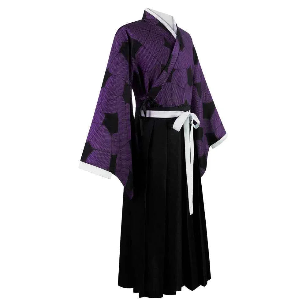 Anime Demon Kokushibou Cosplay Costume Role Cloak Outfit Uniform