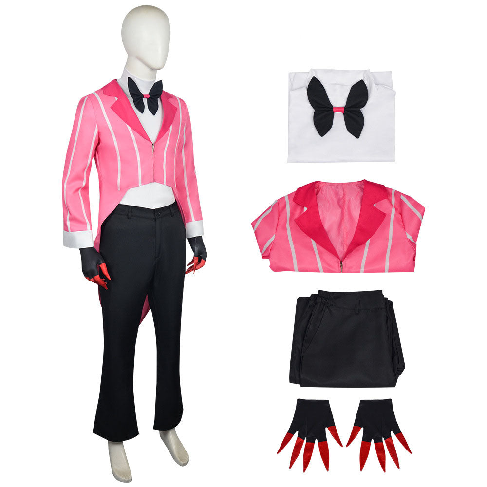 Hazbin Hotel Alastor Cosplay Costume Signature Red Pinstripe Tailcoat Full Set