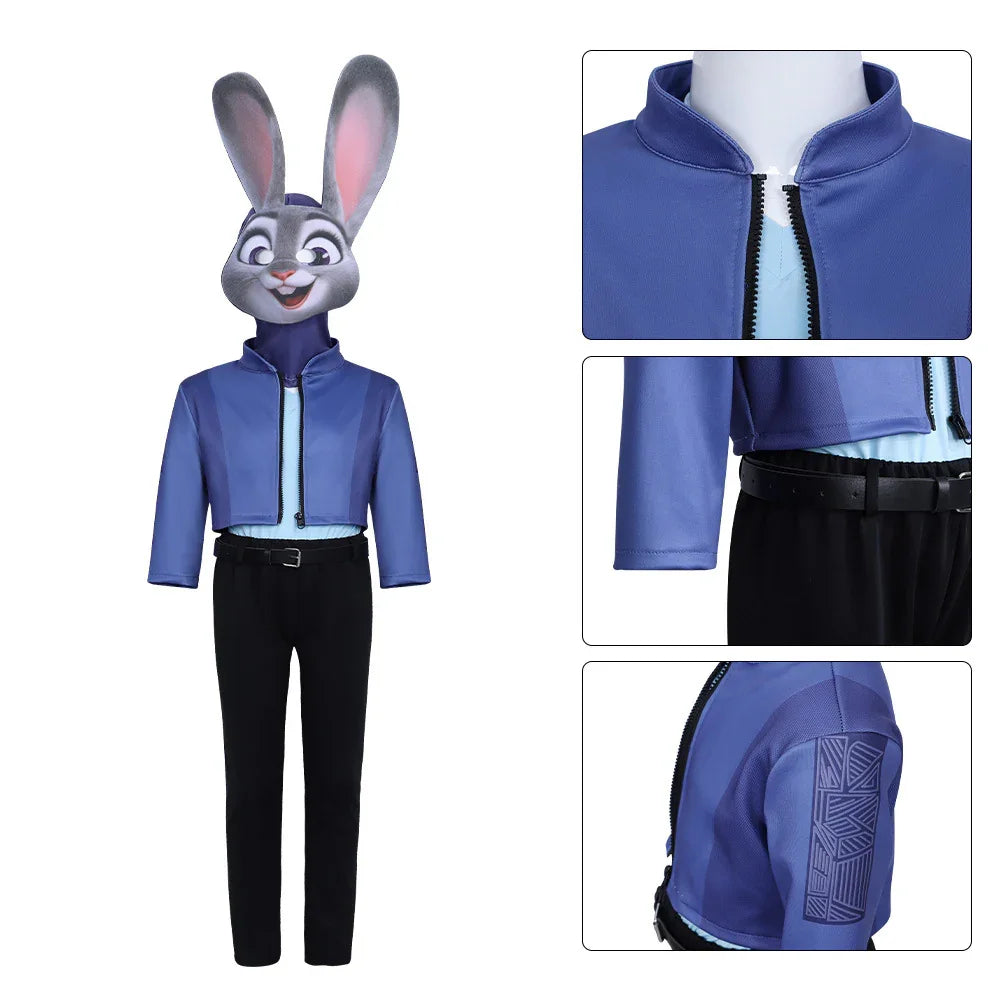 Zootopia 2 Judy Hopps Kids Cosplay Costumes Carnival Party Full Set