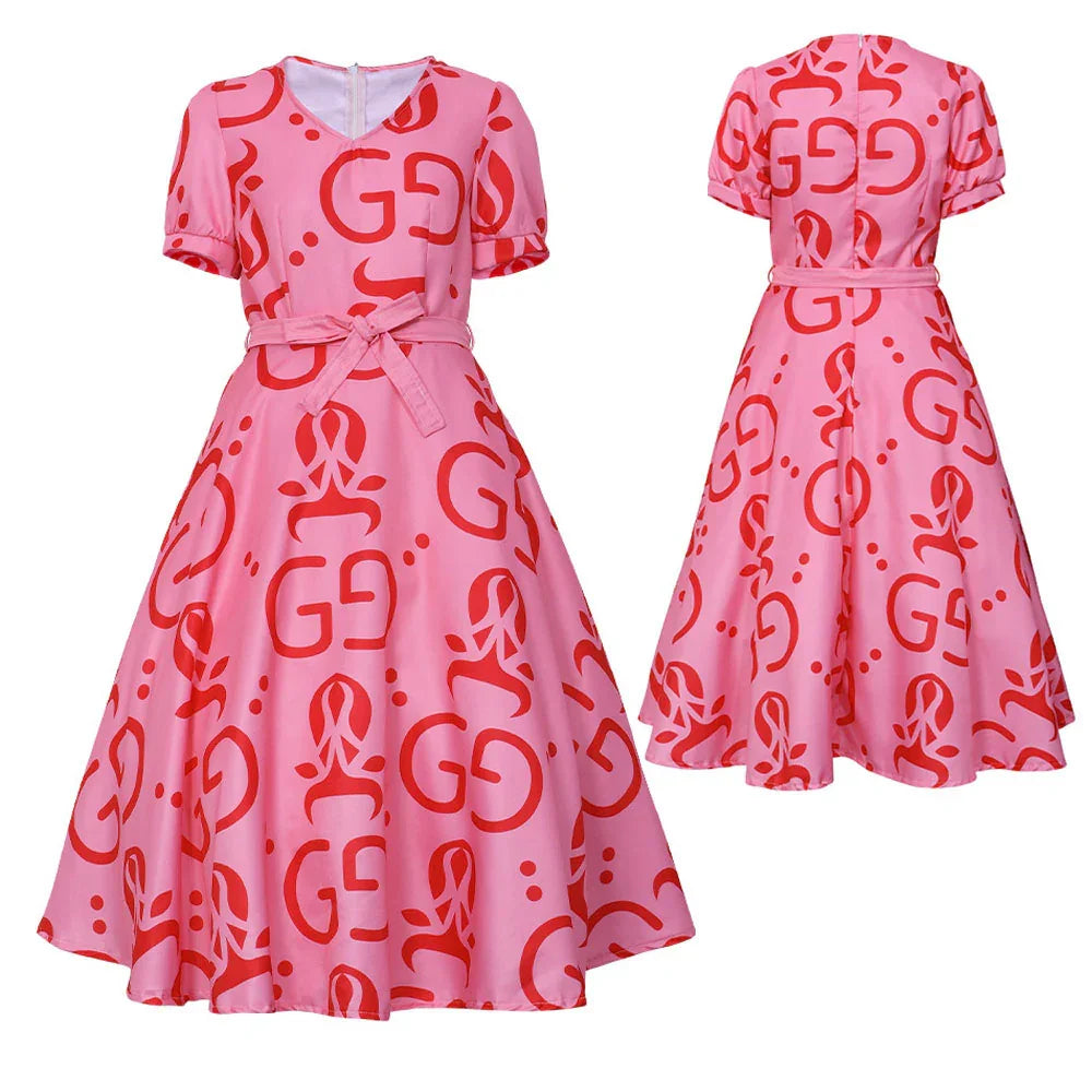 Zootopia 2 Lulu Inspired "GG" Pattern Pink Dress Cosplay Costume