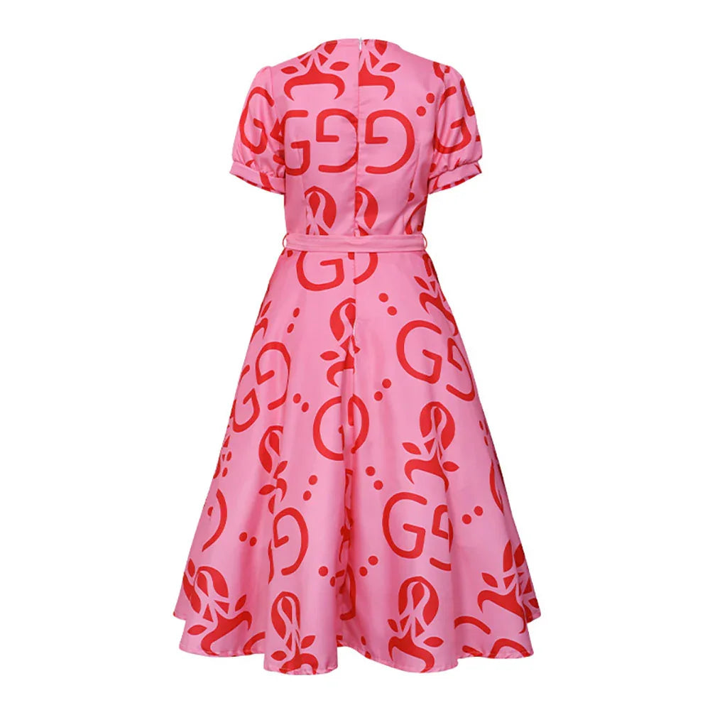 Zootopia 2 Lulu Inspired "GG" Pattern Pink Dress Cosplay Costume