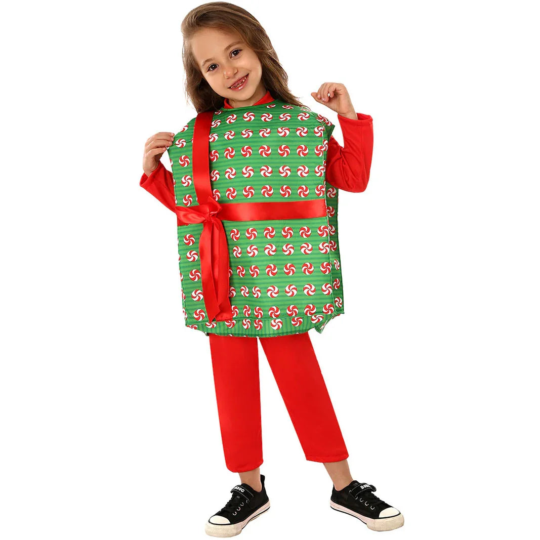 Christmas Present Costume Kids Gift Box Costume Vest For Boys Girls