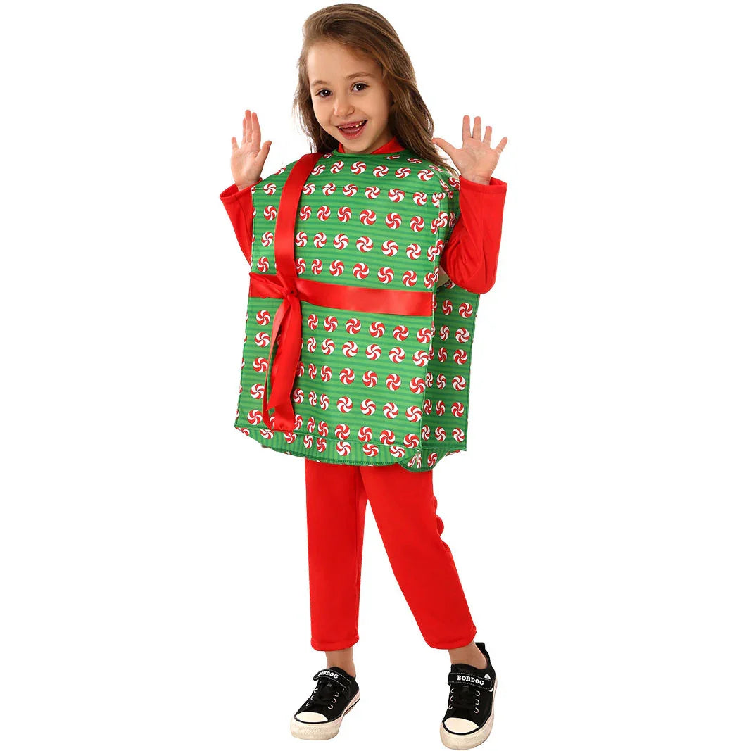 Christmas Present Costume Kids Gift Box Costume Vest For Boys Girls