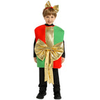 Christmas Present Costume Kids Gold Ribbon Gift Box Costume Vest