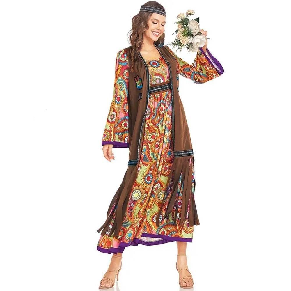60-70s Retro Disco Hippie Halloween Costume Carnival Ballroom Performance Costume - Azufun