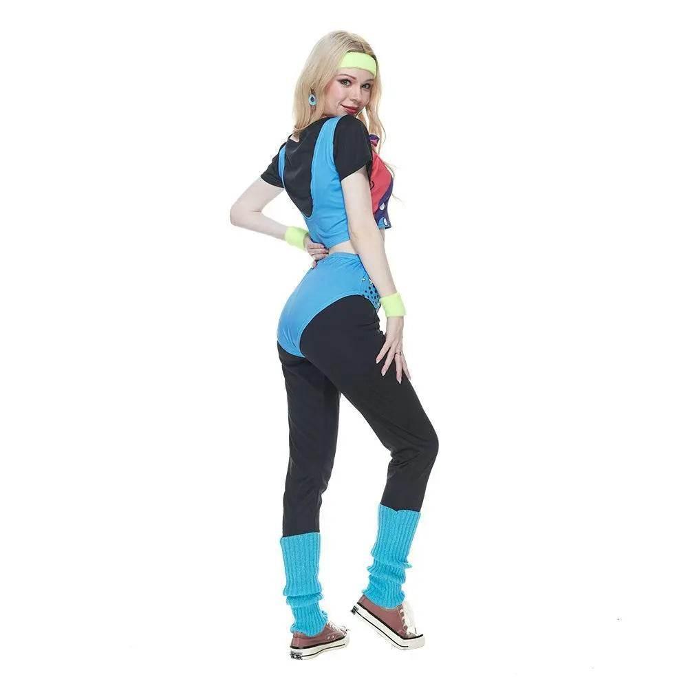 80s Retro Disco Hip Hop Sports Suit Fancy Dress Halloween Costume Dance Outfit - Azufun