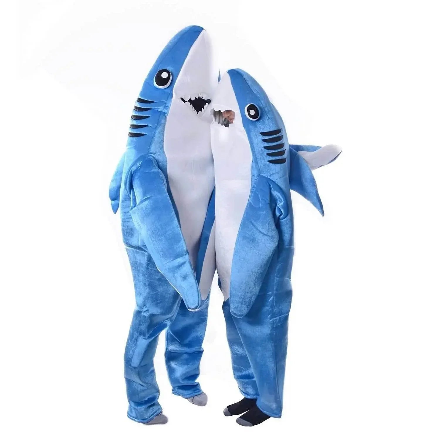 Adult Animal Shark Costumes Funny Fleece Onesie Outfit Jumpsuit Halloween - Azufun