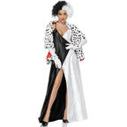 Adult Cruella Duster Costume Dress Uniform Halloween Women - Azufun