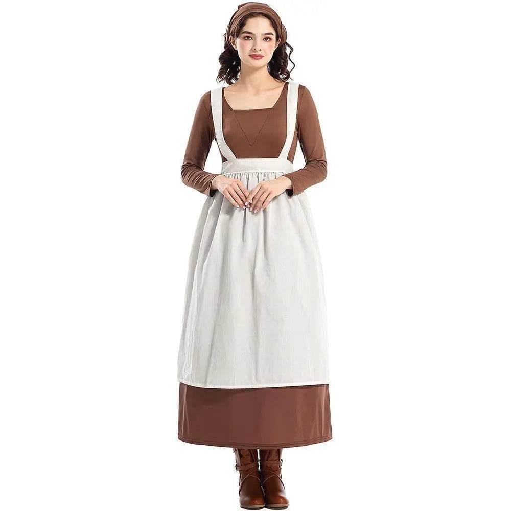 Adult Female French Manor Maid Costume Retro Halloween Dress - Azufun