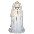 Antique solid color Halloween witch long sleeve dress - Azufun