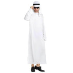 Arab sheik Prince masquerade male pure white Middle East Dubai clothes - Azufun