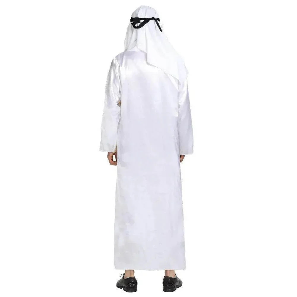 Arab sheik Prince masquerade male pure white Middle East Dubai clothes - Azufun