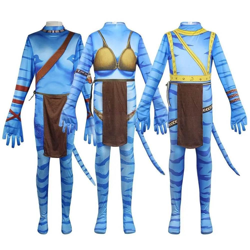 Avatar: The Way of Water Cosplay Costume adult zentai costume Sets and Mask Up For kids - Azufun