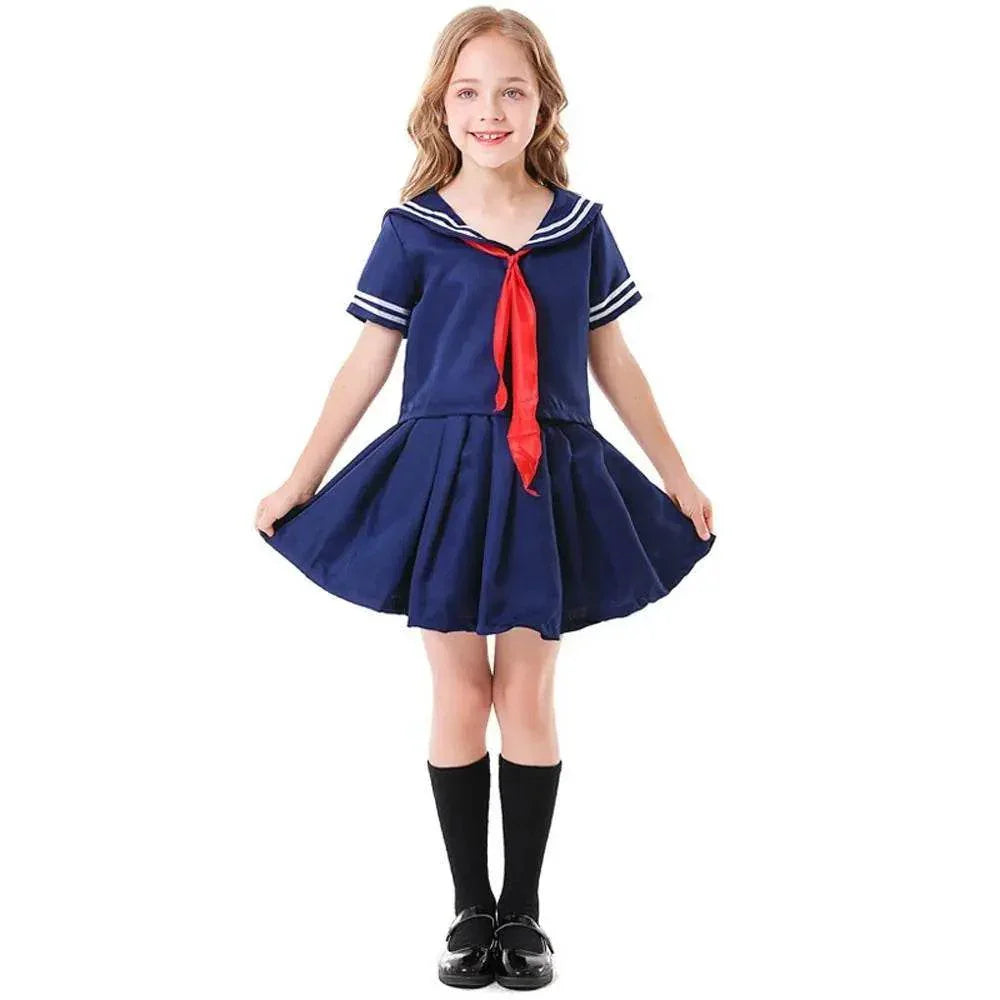 Children's Japanese anime style JK dark blue sailor costume - Azufun