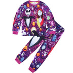 Christmas Pajamas Jack Sally Printed Long Sleeve Set Big Kids - Azufun